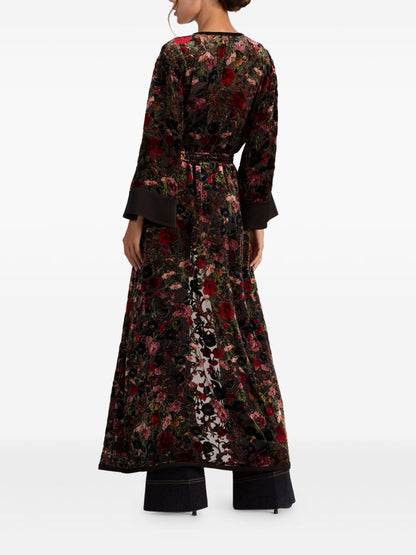 Alice + Olivia Floral Print Belted Long Sleeve Dress Black