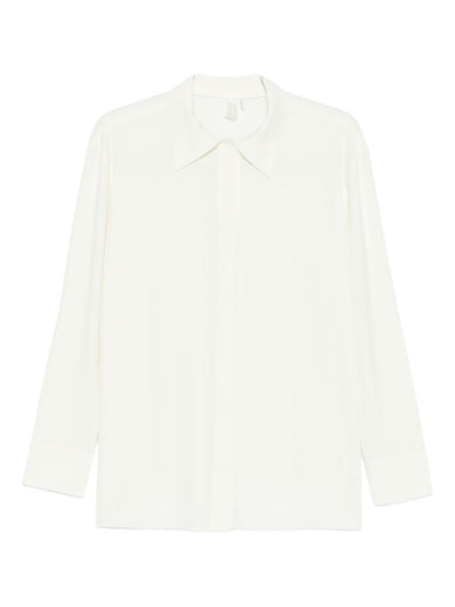 Norma Kamali Buttoned Jersey Long Sleeve Shirt White