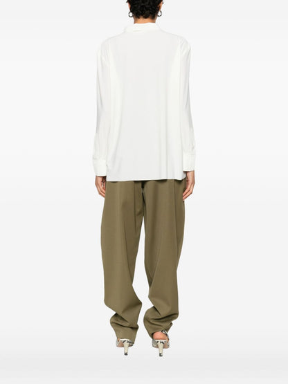 Norma Kamali Buttoned Jersey Long Sleeve Shirt White