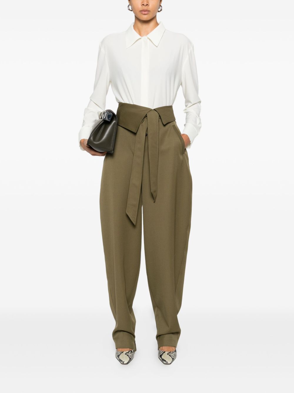 Norma Kamali Buttoned Jersey Long Sleeve Shirt White