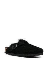 Birkenstock Boston Shearling Suede Slippers Black