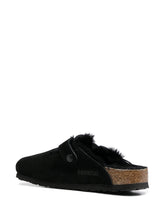 Birkenstock Boston Shearling Suede Slippers Black
