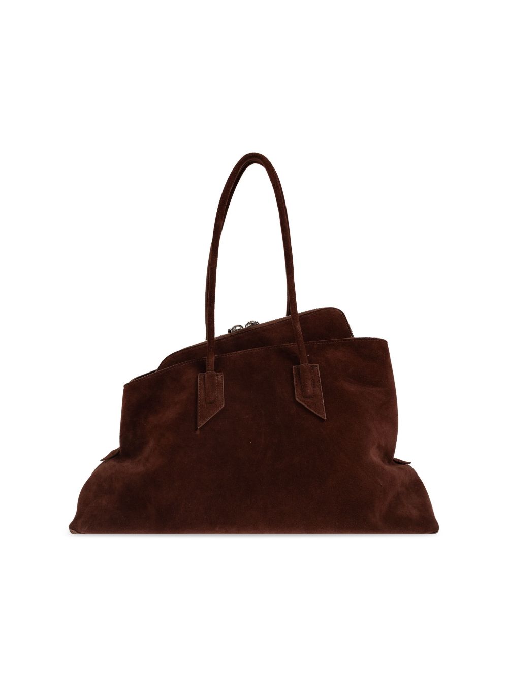 The Attico La Passeggiata chocolate suede leather shoulder bag brown