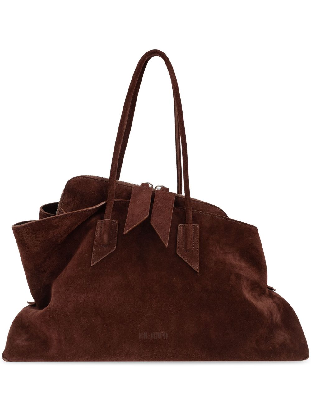 The Attico La Passeggiata chocolate suede leather shoulder bag brown