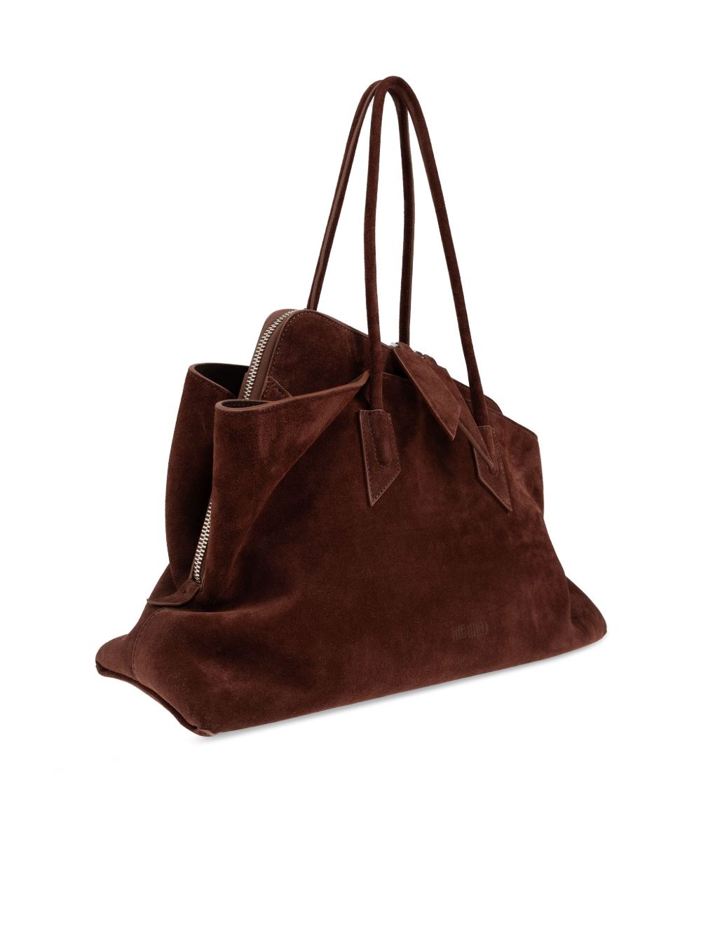 The Attico La Passeggiata chocolate suede leather shoulder bag brown