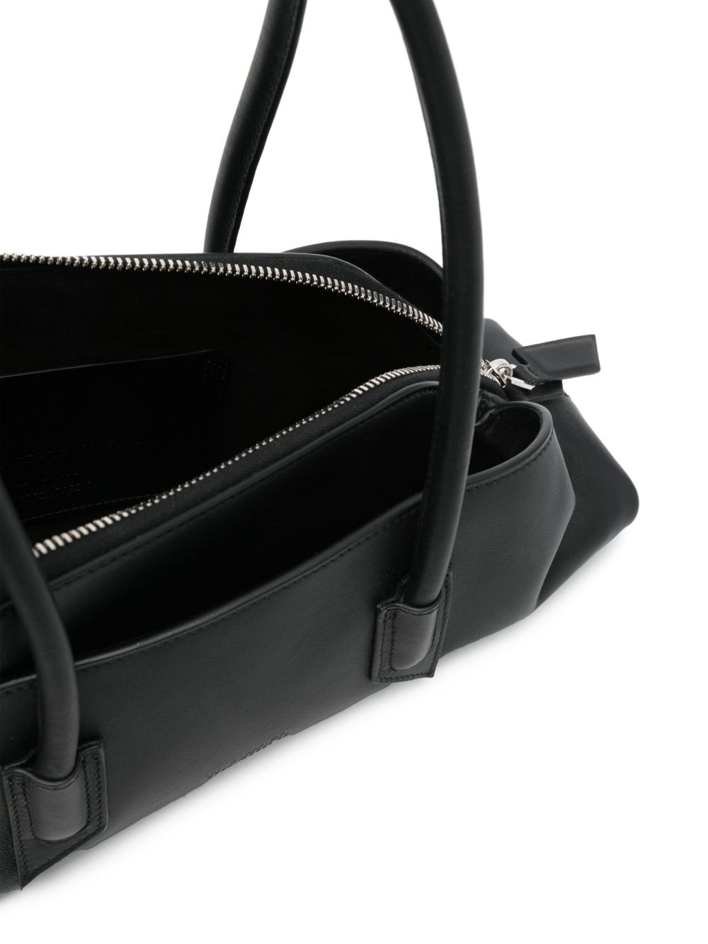 The Attico La Passeggiata Small Leather Shoulder Bag Black