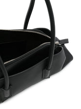 The Attico La Passeggiata Small Leather Shoulder Bag Black