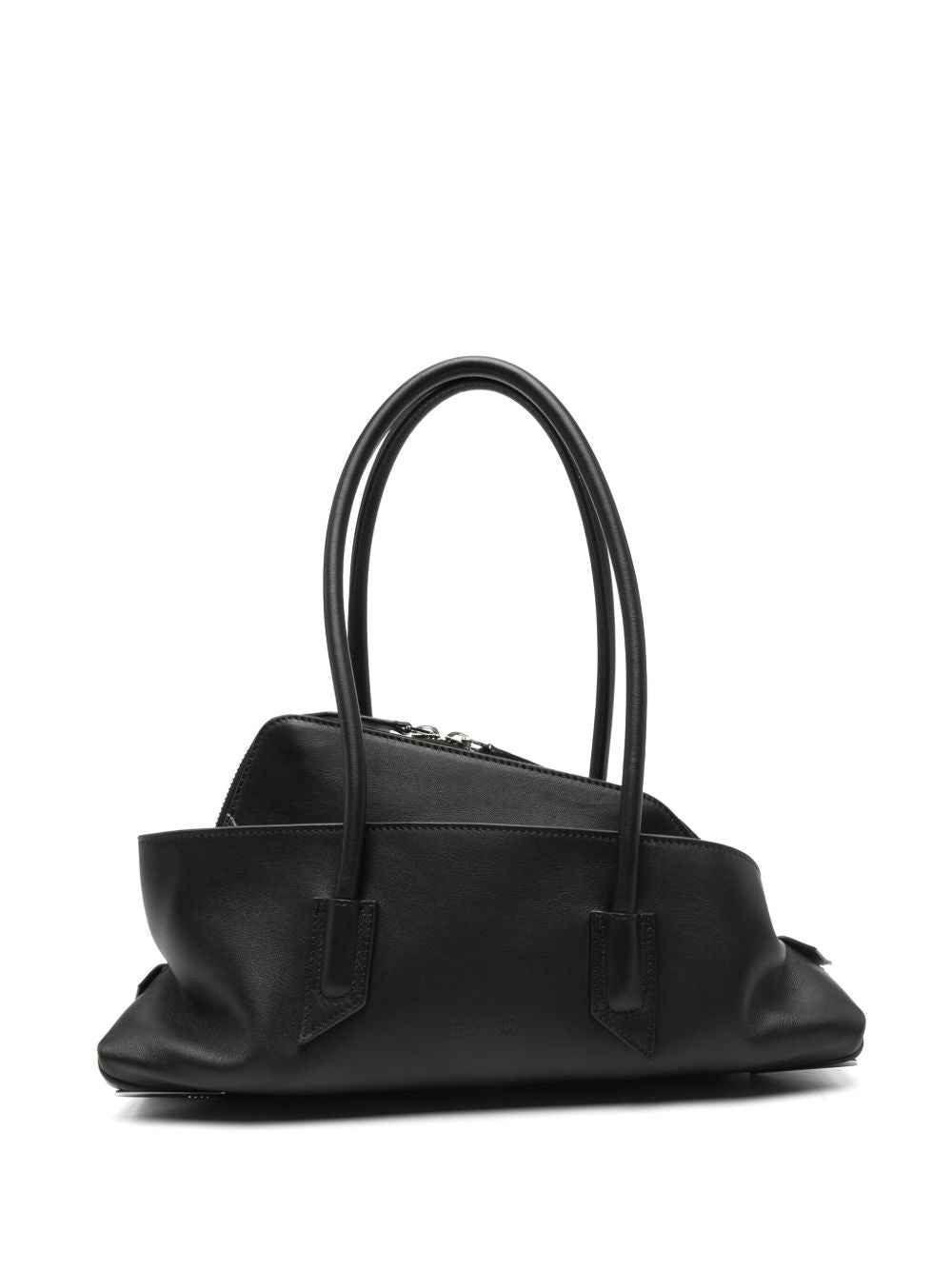 The Attico La Passeggiata Small Leather Shoulder Bag Black