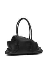 The Attico La Passeggiata Small Leather Shoulder Bag Black