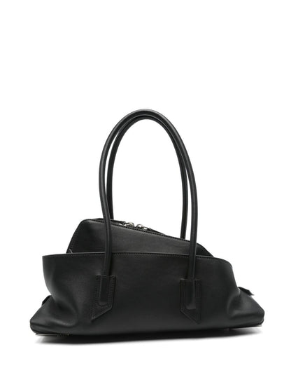 The Attico La Passeggiata Small Leather Shoulder Bag Black