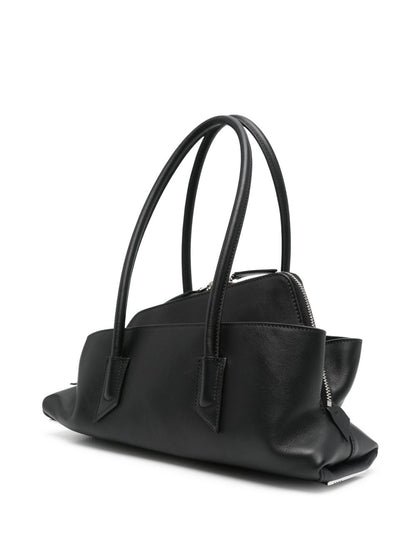 The Attico La Passeggiata Small Leather Shoulder Bag Black