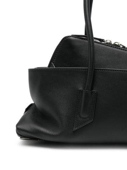 The Attico La Passeggiata Small Leather Shoulder Bag Black