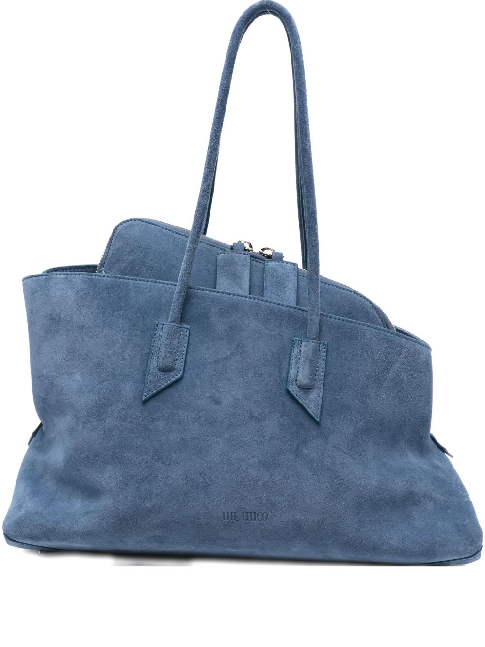 The Attico La Passeggiata Suede Shoulder Bag Clear Blue