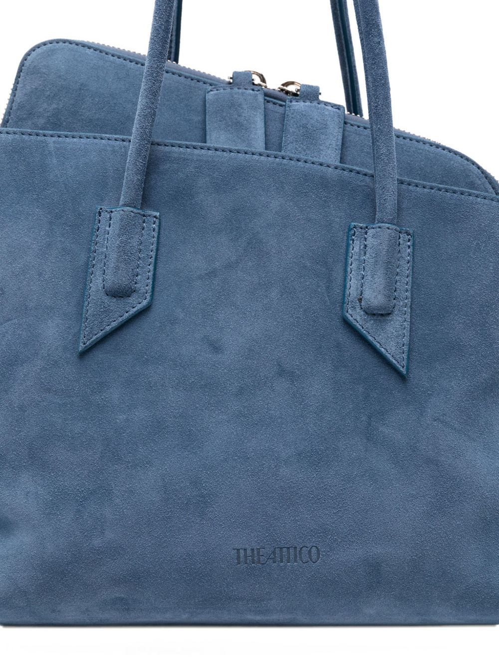 The Attico La Passeggiata Suede Shoulder Bag Clear Blue