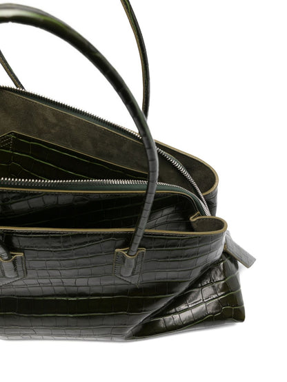 The Attico La Passeggiata Embossed Leather Top Handle Shoulder Bag Green
