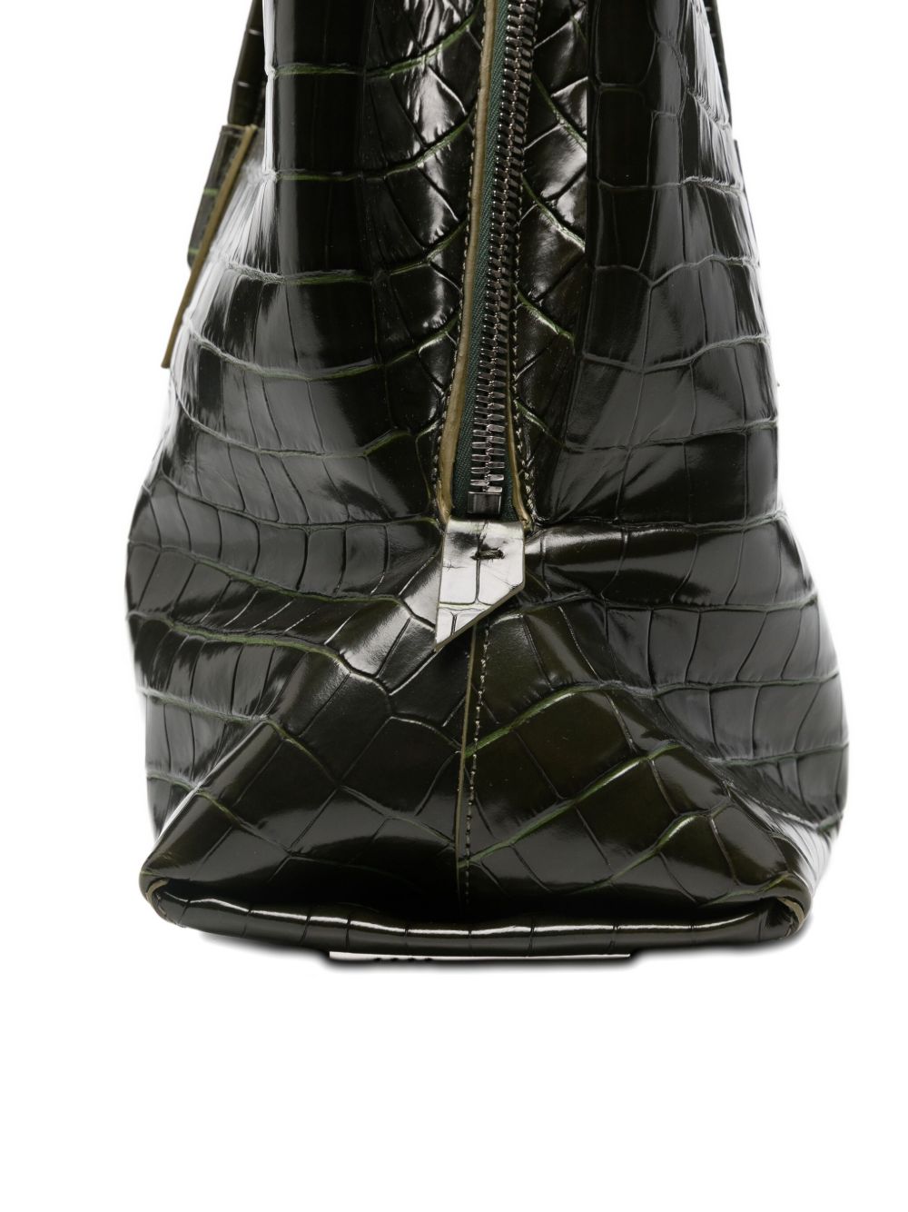 The Attico La Passeggiata Embossed Leather Top Handle Shoulder Bag Green