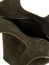 The Attico Scoop Medium Suede Shoulder Bag Green