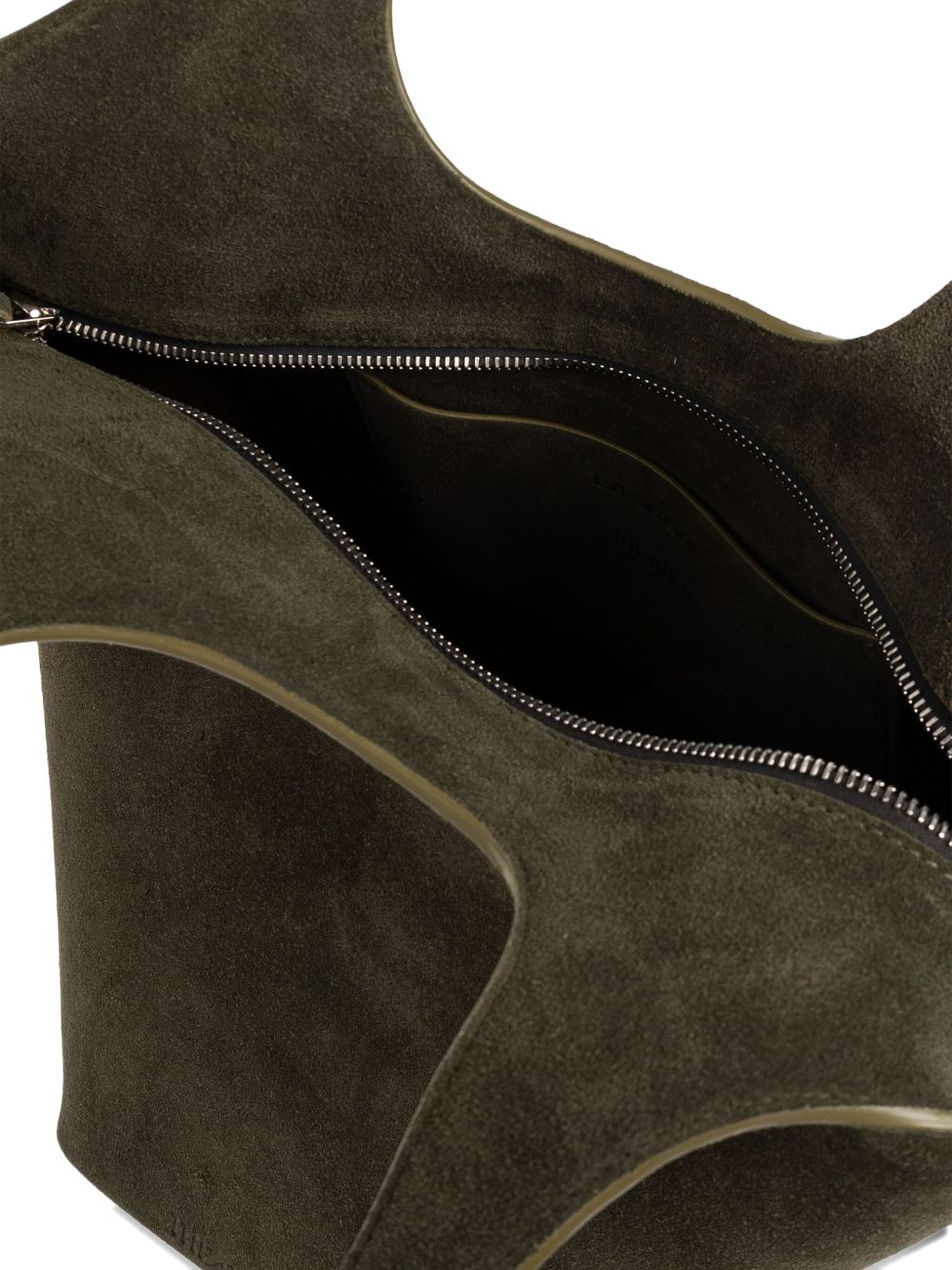 The Attico Scoop Medium Suede Shoulder Bag Green