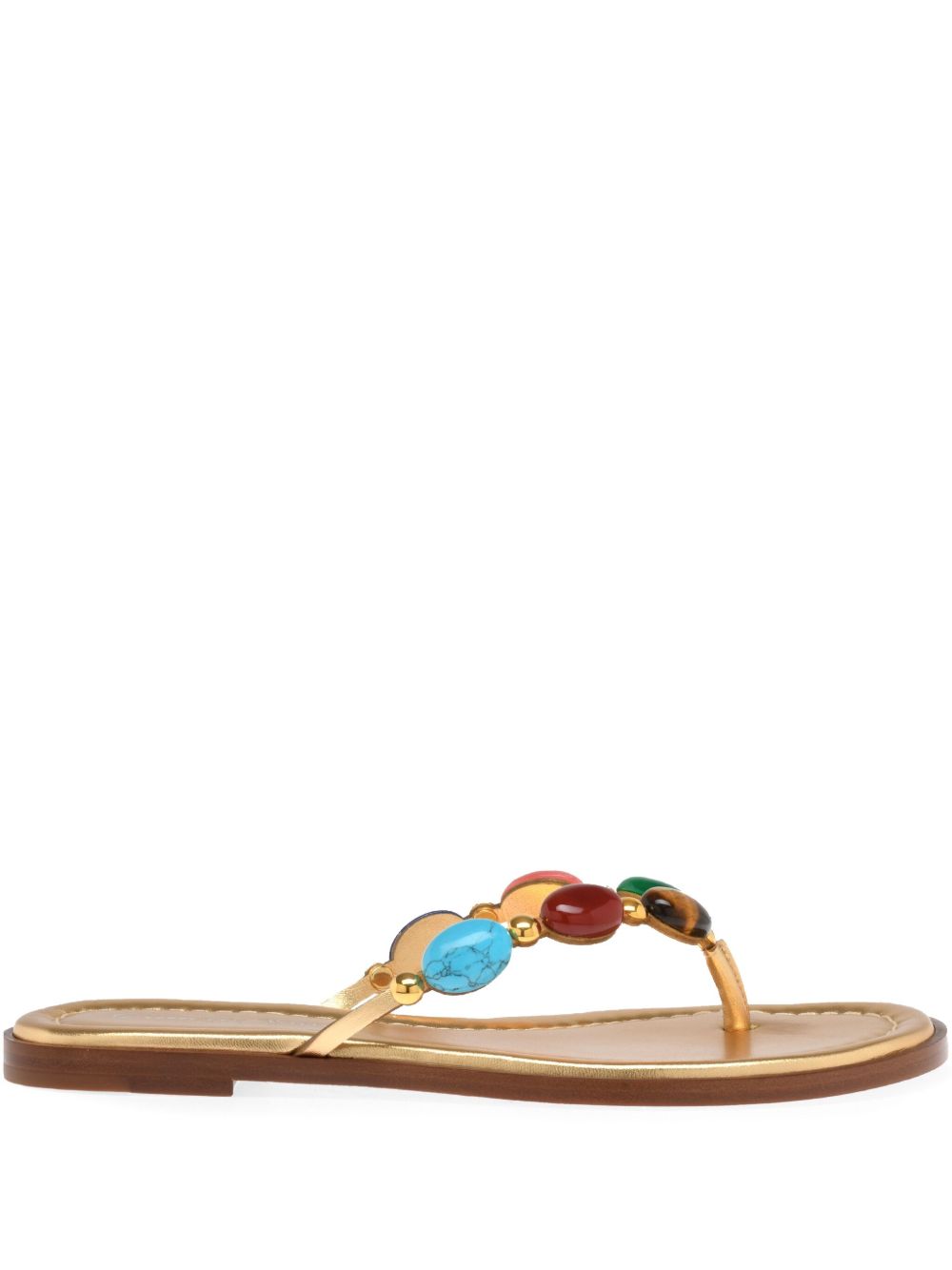 Gianvito Rossi Embellished Leather Slip-On Sandals Brown leather brown