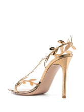 Gianvito Rossi Flavia Leaf-Motif Metallic Leather Sandals Golden