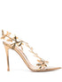 Gianvito Rossi Flavia Leaf-Motif Metallic Leather Sandals Golden