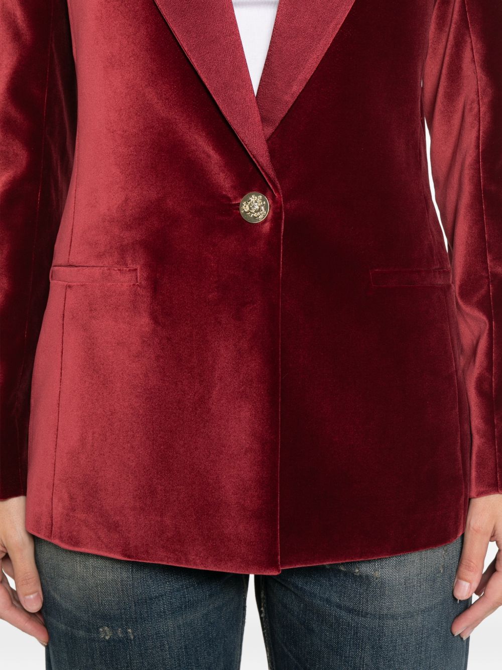 Alice + Olivia Single-Breasted Wool-Blend Bordeaux Jacket Bordeaux