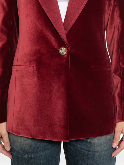 Alice + Olivia Single-Breasted Wool-Blend Bordeaux Jacket Bordeaux