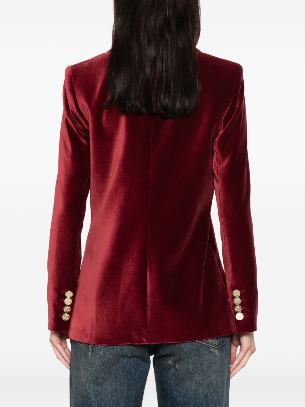 Alice + Olivia Single-Breasted Wool-Blend Bordeaux Jacket Bordeaux
