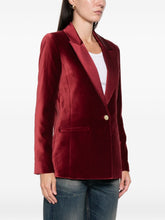 Alice + Olivia Single-Breasted Wool-Blend Bordeaux Jacket Bordeaux