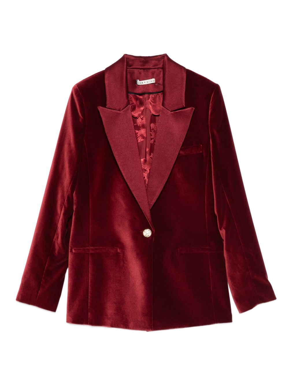 Alice + Olivia Single-Breasted Wool-Blend Bordeaux Jacket Bordeaux
