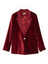 Alice + Olivia Single-Breasted Wool-Blend Bordeaux Jacket Bordeaux