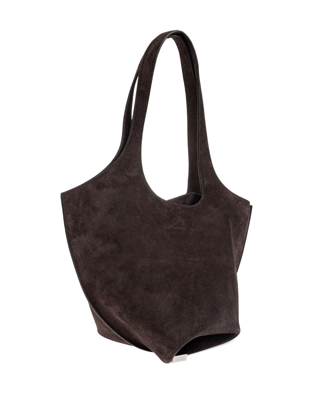The Attico Scoop Medium Calf Suede Shoulder Bag Dark Brown
