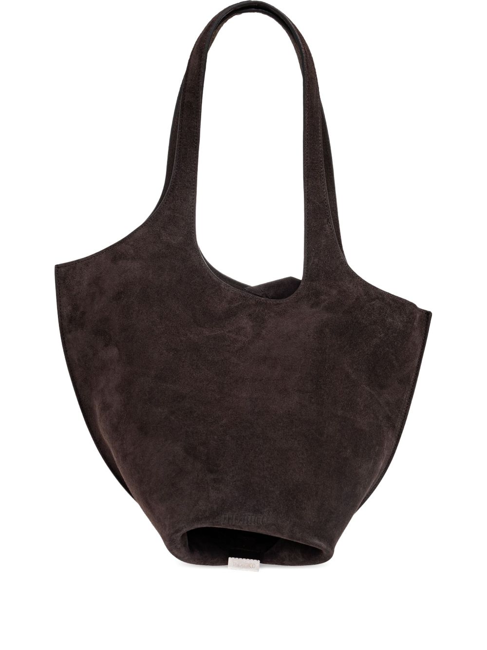 The Attico Scoop Medium Calf Suede Shoulder Bag Dark Brown