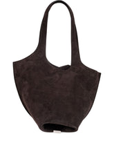 The Attico Scoop Medium Calf Suede Shoulder Bag Dark Brown