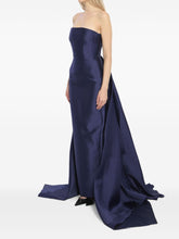 Solace London Imani Navy Maxi Dress with Double Train and Back Slit Blue