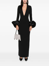 Solace London Valerie V-Neck Midi Dress With Ruffled Cuffs Black