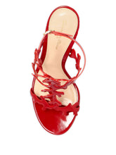 Gianvito Rossi Cut-Out Nappa Leather Red Sandals with Ankle Strap and Stiletto Heel Red
