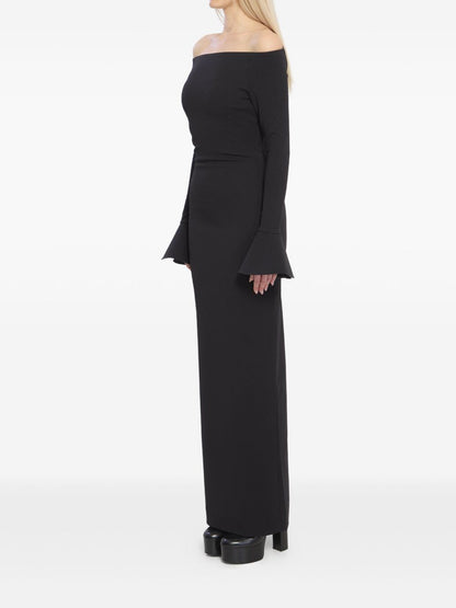 Solace London Anica Black Flared Cuff Maxi Dress Black