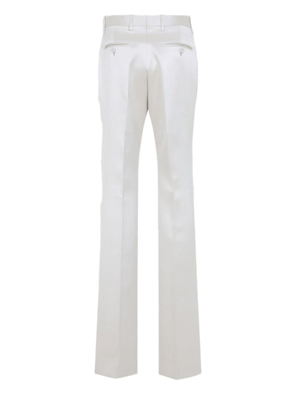 Tom Ford High-Rise White Tailored Cotton-Silk Trousers White