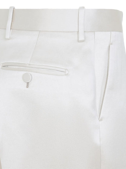 Tom Ford High-Rise White Tailored Cotton-Silk Trousers White