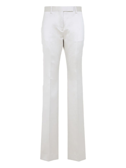 Tom Ford High-Rise White Tailored Cotton-Silk Trousers White