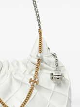 Tory Burch Fleming Mini Leather Hobo Bag White