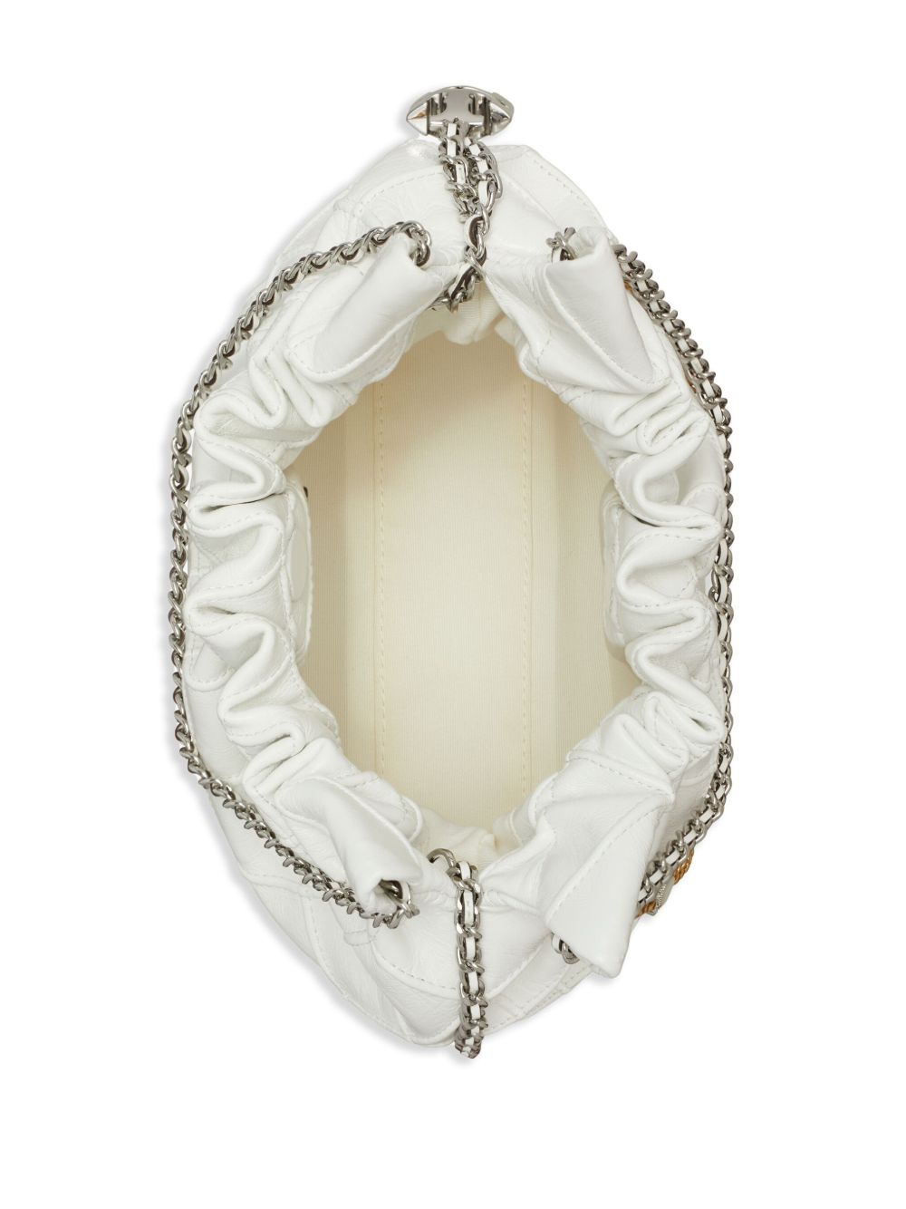 Tory Burch Fleming Mini Leather Hobo Bag White