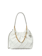 Tory Burch Fleming Mini Leather Hobo Bag White