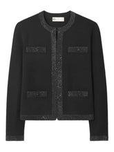 Tory Burch Embellished-Trim Wool Cardigan Black Black