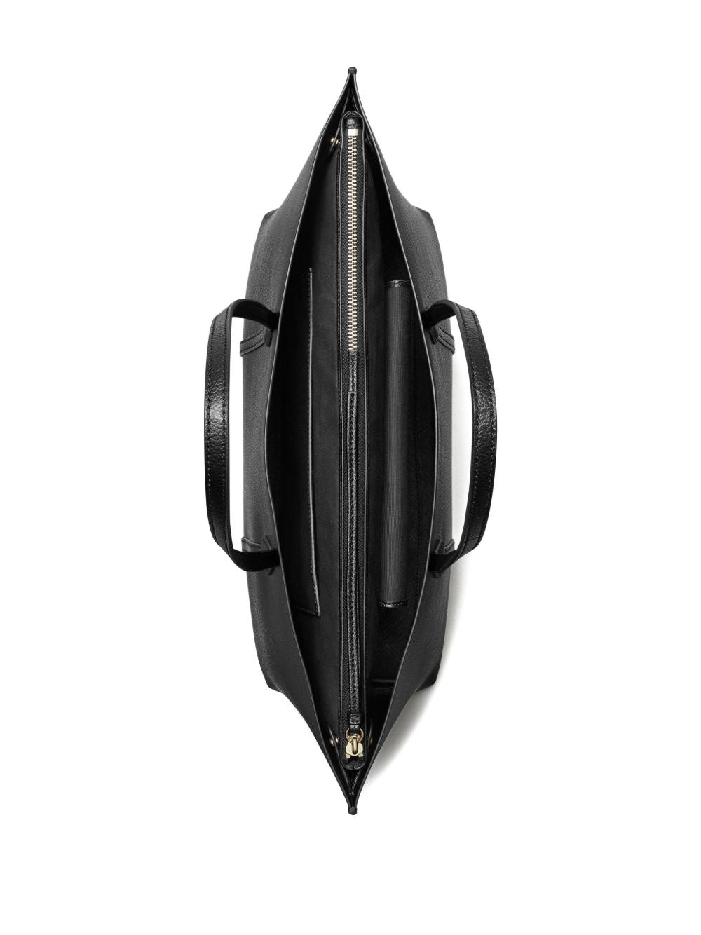 Tory Burch Perry Medium Embossed Logo Leather Tote Black