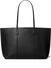 Tory Burch Perry Medium Embossed Logo Leather Tote Black
