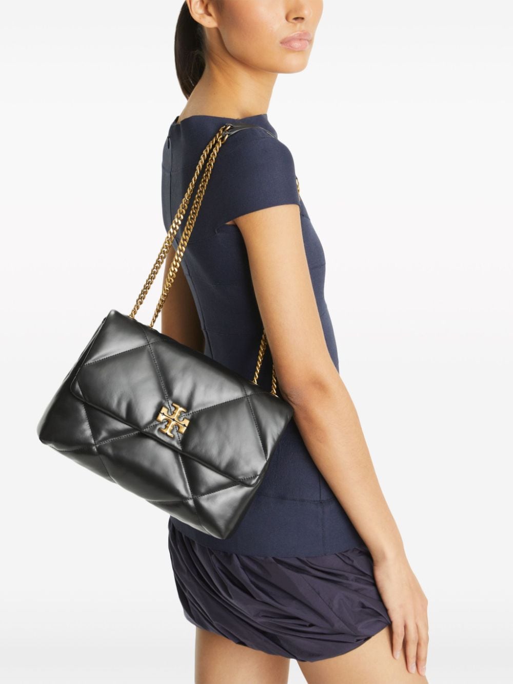 Tory Burch Kira Diamond Quilted Nappa Leather Shoulder Bag Black