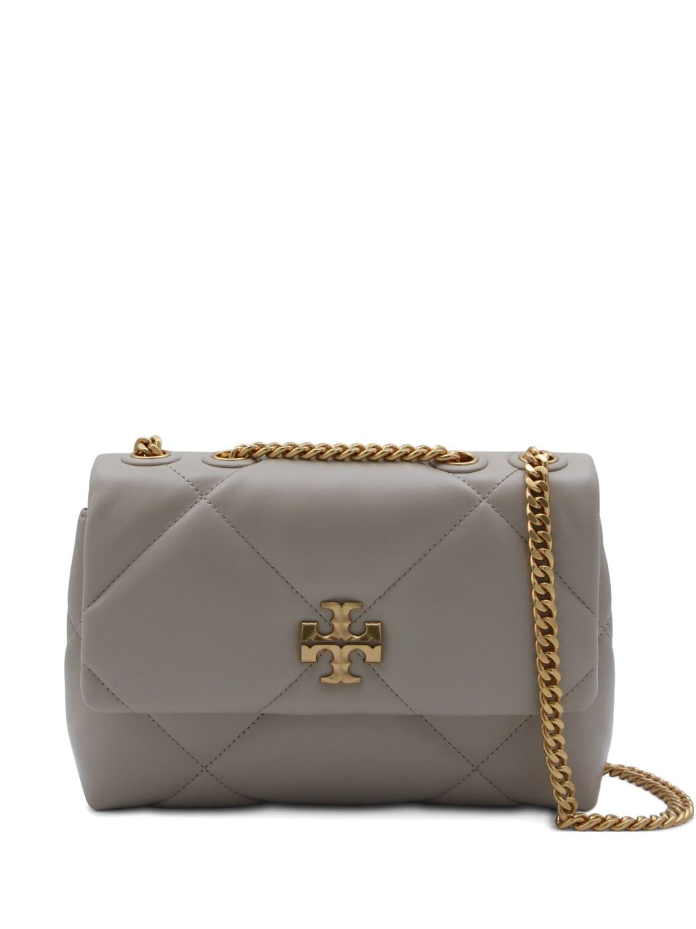 Tory Burch Kira Diamond Quilted Small Leather Shoulder Bag Dove Grey
