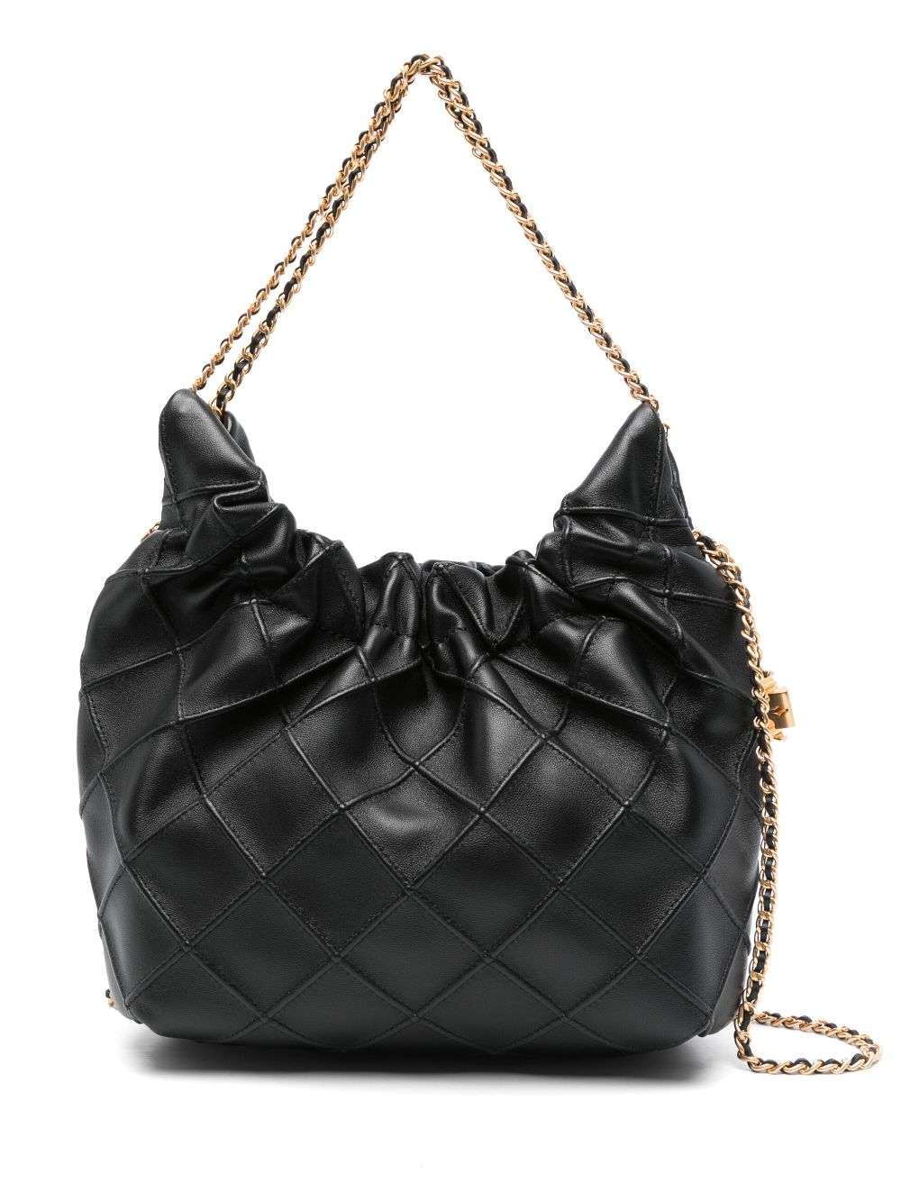 Tory Burch Fleming Mini Grained Leather Hobo Bag Black